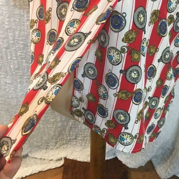 Helen St. Marie VTG Grandpa Clock Print Blouse Size 12 - Picture 9 of 10
